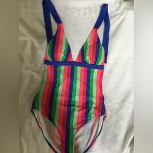 Boden Blue and Pink Striped Swimsuit